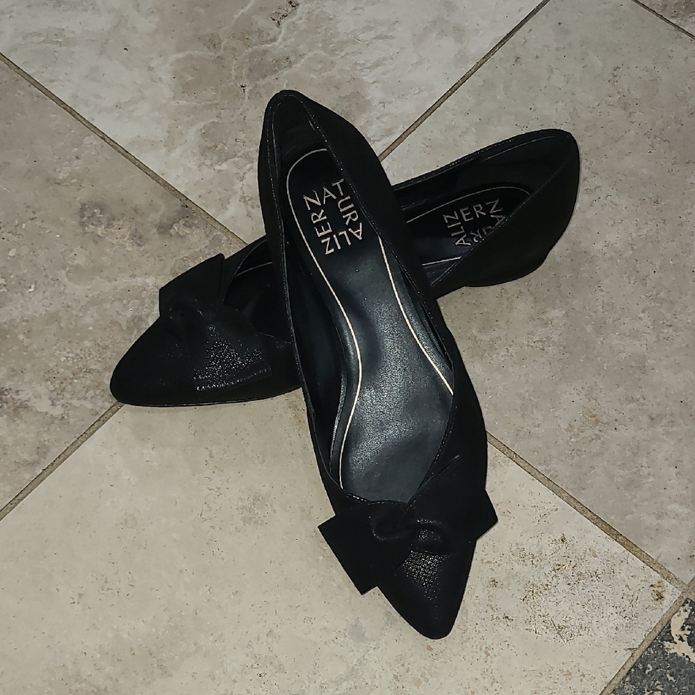 Naturalizer Black Textured Bow Flats NWOB - Picture 10 of 10